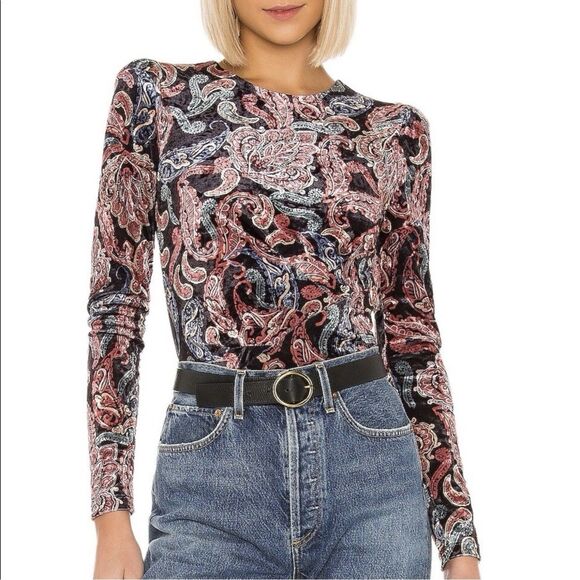 House Of Harlow Tops - House Of Harlow X Revolve Olivia Bodysuit Velvet Noir Paisley Small Boho Glam
